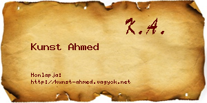 Kunst Ahmed névjegykártya